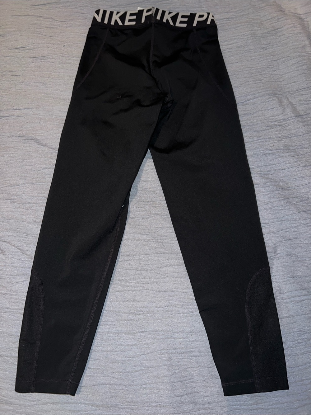 Nike Black Capri Leggings with White Swoosh and NIKE PRO Waistband - Picture 5 of 6